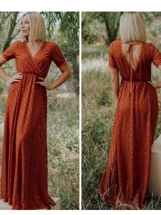 Baltic Born Dresses & Skirts - NWT Baltic Born Venice Lace Maxi Dress Rust Orange V-Neck Tie Back Boho Small